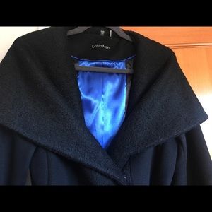 Black Wool & Boucle Calvin Klein coat NWT 12